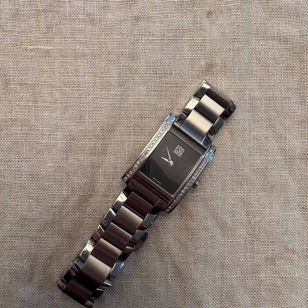 Movado Women's Silver Bracelet Watch with Black Dial